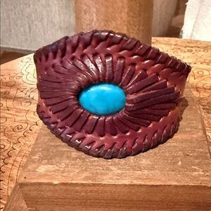 Handcrafted Leather Bracelet with Turquoise Stone